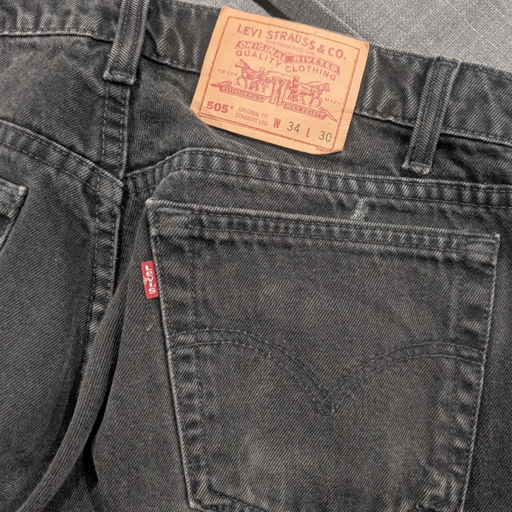 Levi's Black Faded 505 Jeans 34x30